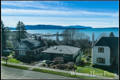 View to Bellingham Bay from front bedroom window, 715 15th Street, Bellingham, WA. © 2016 Mark Turner